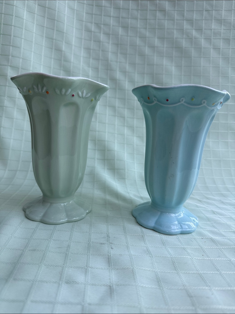 Grasslands Road Pastel Blue and Pastel Green Ceramic Floral Vases